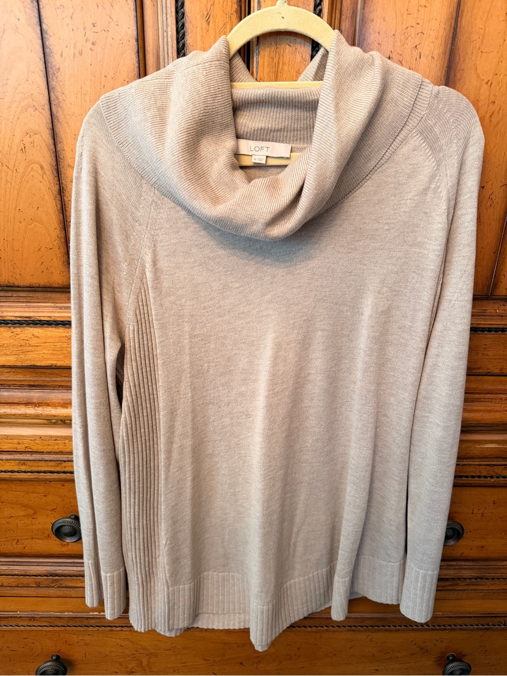 LOFT Beige Cowl Neck Sweater